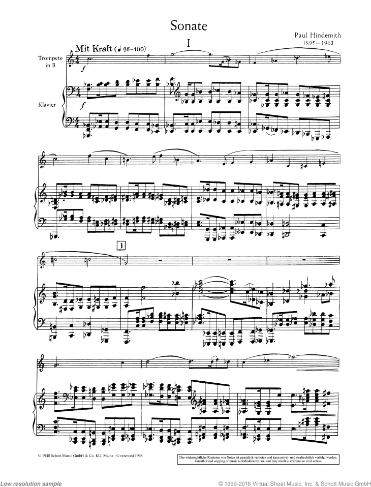 Hindemith Trumpet Sonata sheet music (from "Sonata")