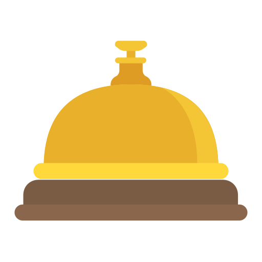 Desk bell, hotel bell, hotel booking, reception bell, service bell icon