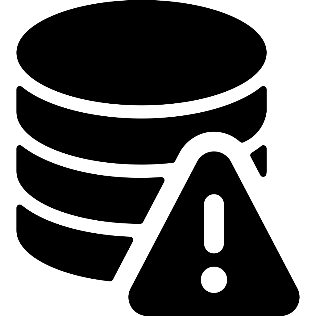 Database, warning, array, raid, storage, code, disk icon Download on