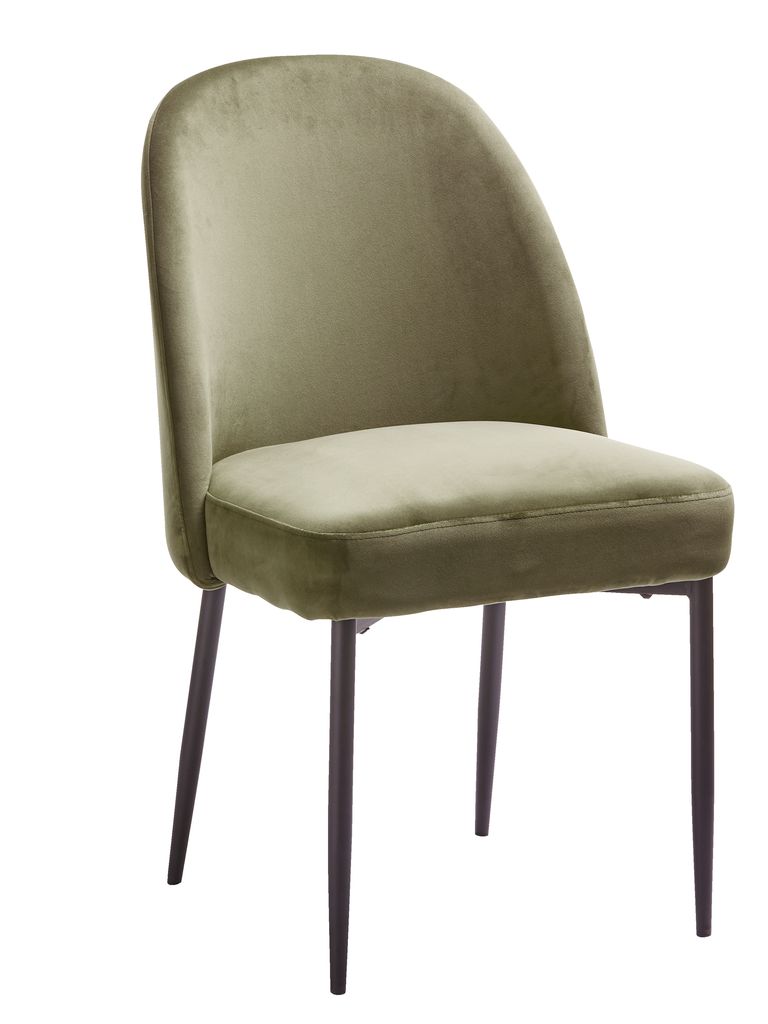 Dining chair VASBY velvet olive/black JYSK