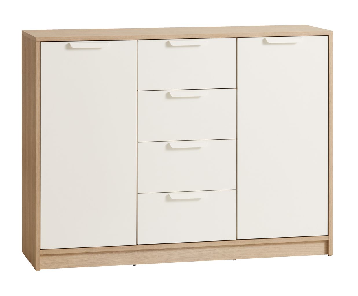 Aparador JENSLEV 2 puertas 4 cajones roble/blanco JYSK