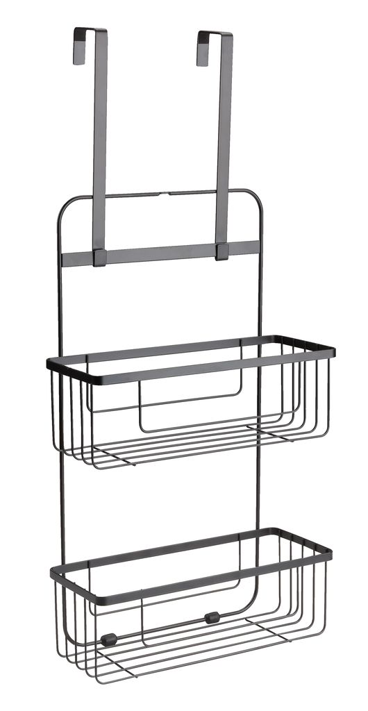 Shelf NACKA w/multi hanging hooks black JYSK