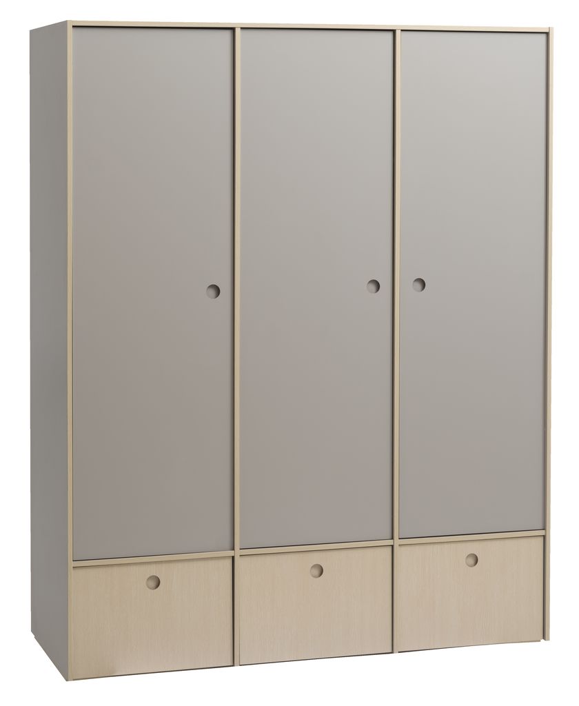 Armoire ANNISSE 160x200 3 portes gris/naturel JYSK
