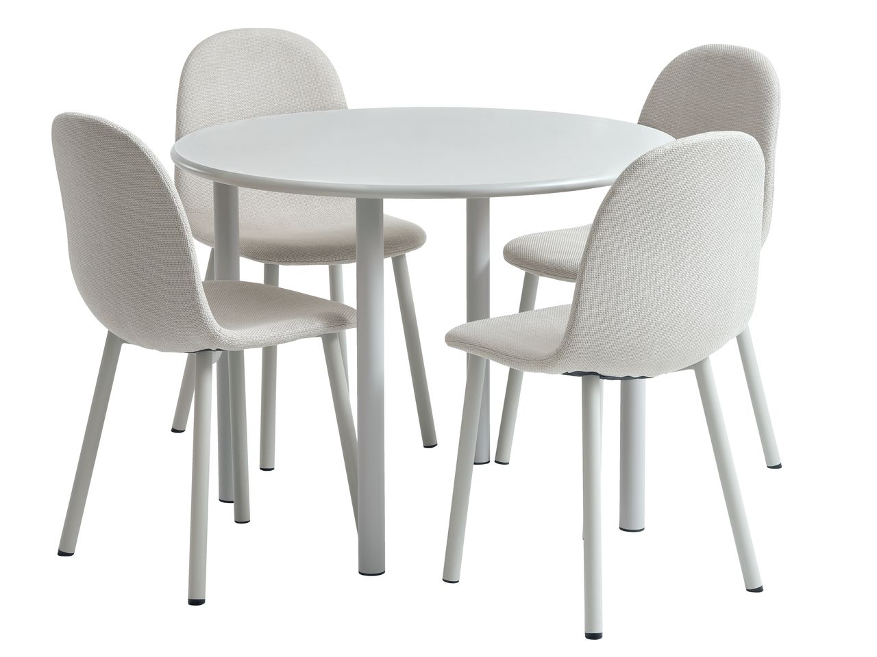 HANSTED D100 table warm grey + 4 EJSTRUP chairs beige JYSK
