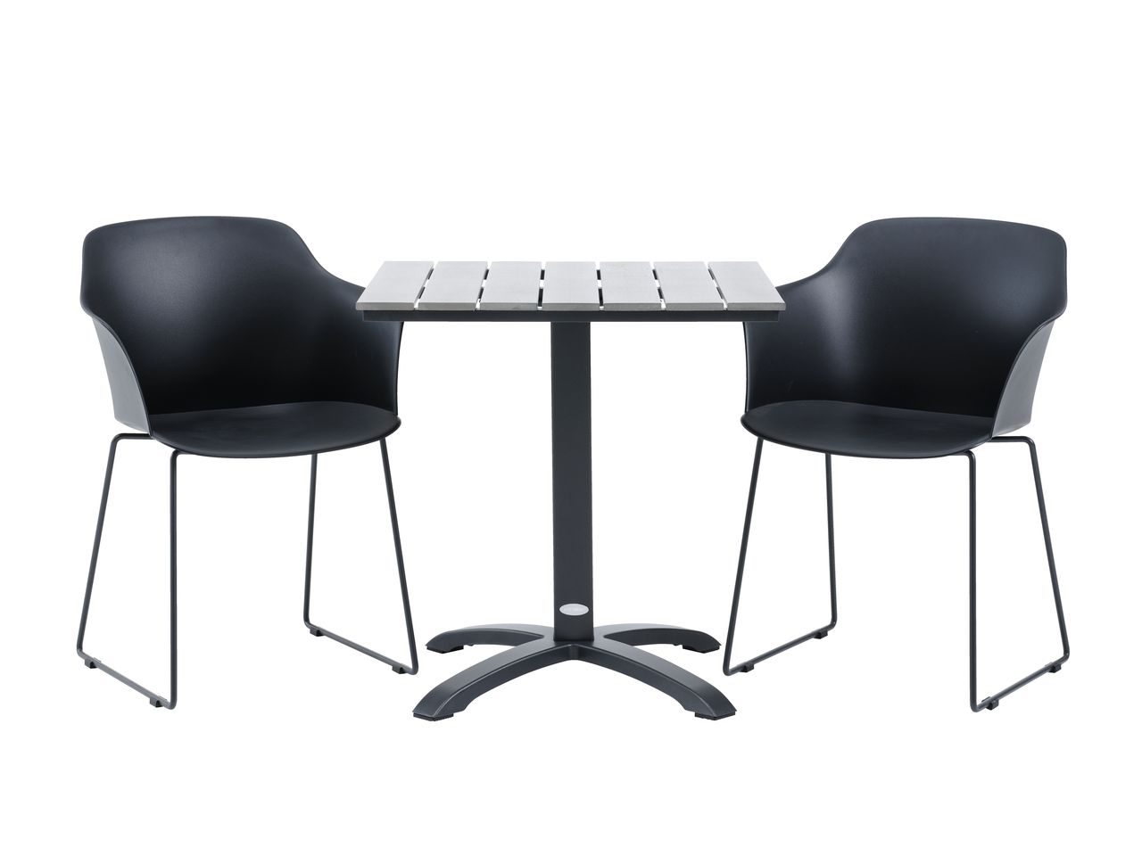 HOBRO L70 table grey + 2 SANDVED chair black JYSK