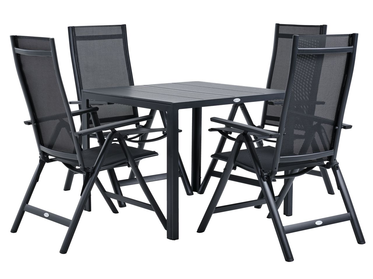 MADERUP L90 table + 4 LOMMA chaises noir JYSK