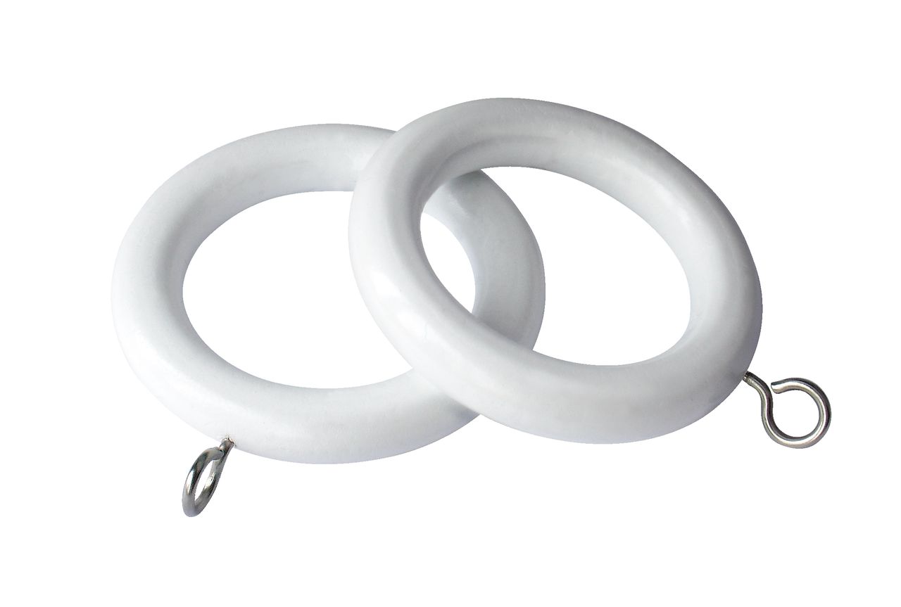 Curtain rings 28mm pack of 6 wood white JYSK