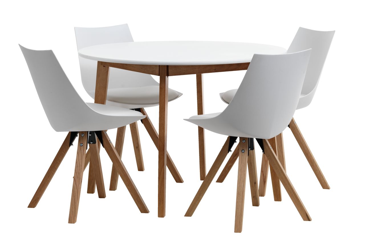 JEGIND Ø105 + 4 ORE hvit/eik JYSK