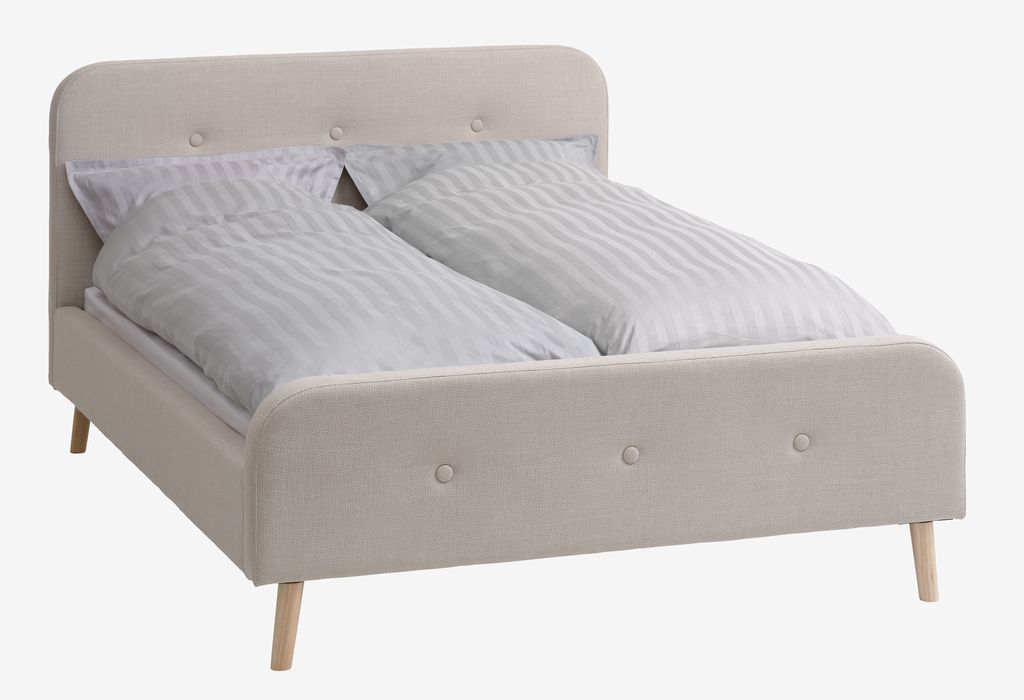 Bed frame KONGSBERG Double beige fabric JYSK