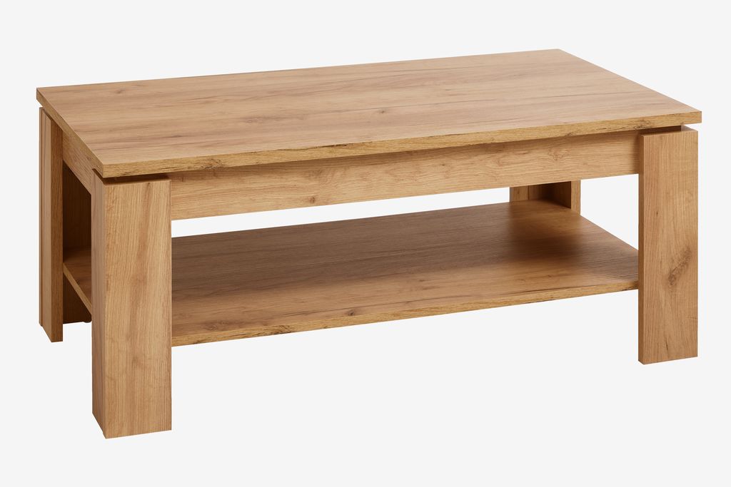 Coffee table LINTRUP 60x110 1 shelf natural oak colour JYSK