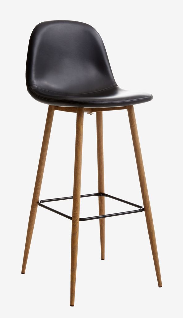 Bar stool JONSTRUP black faux leather/oak colour JYSK