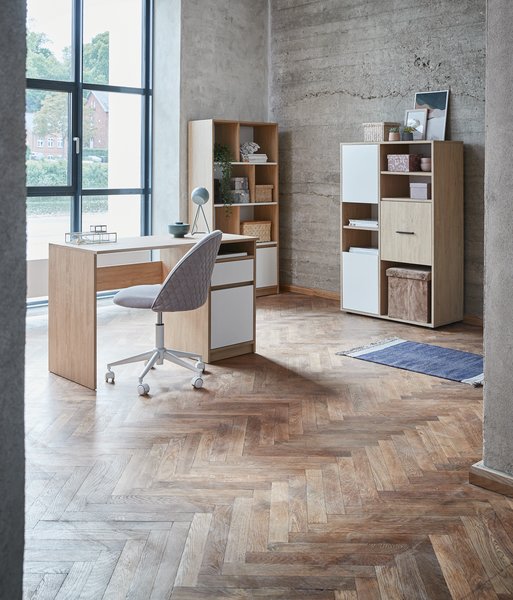 Desk chair KOKKEDAL grey fabric/white JYSK