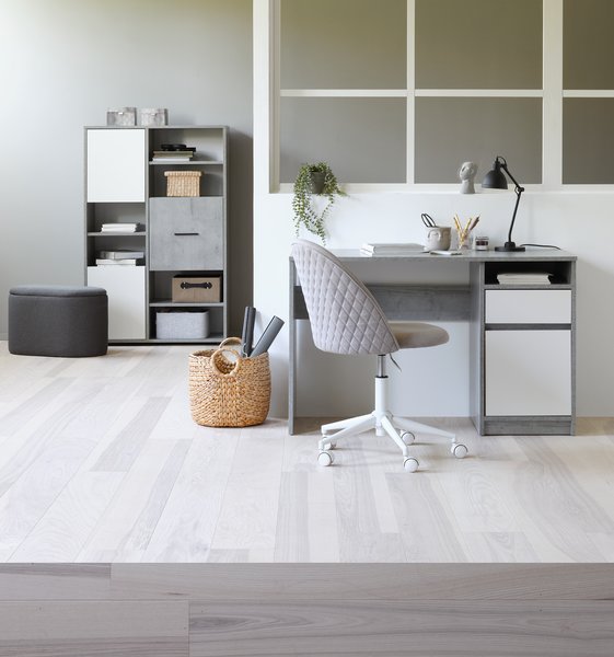 Bookcase BILLUND 3 doors white/concrete JYSK