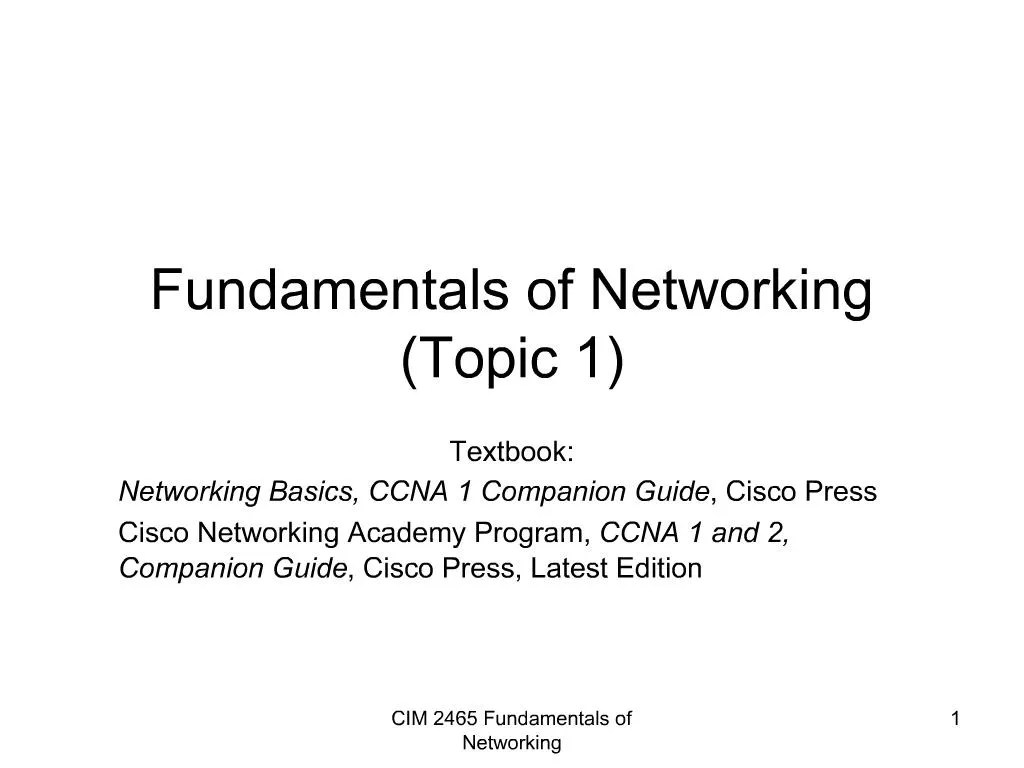 PPT Fundamentals of Networking Topic 1 PowerPoint Presentation, free