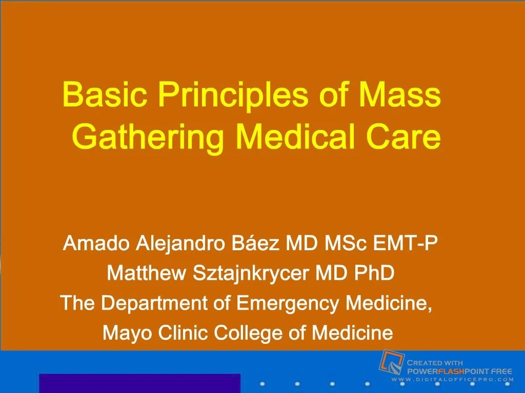 PPT Basic Principles of Mass Gathering Medical Care PowerPoint
