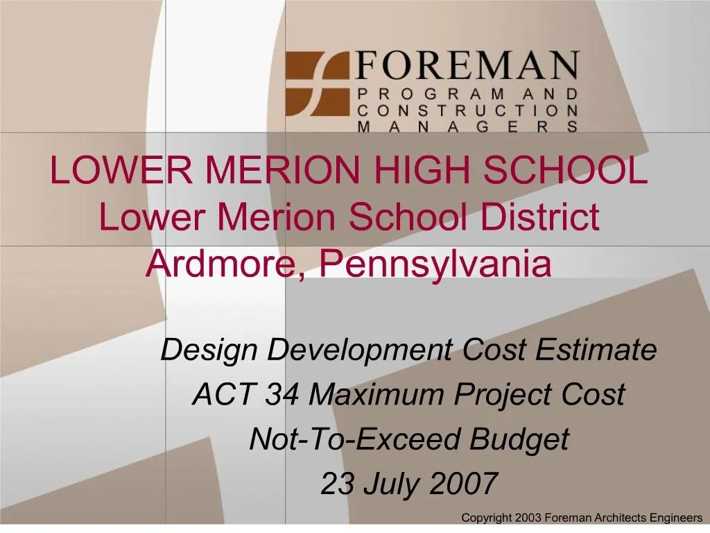 PPT LOWER MERION HIGH SCHOOL Lower Merion School District Ardmore
