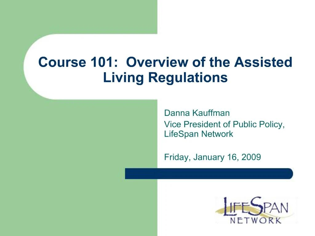 PPT Course 101 Overview of the Assisted Living Regulations