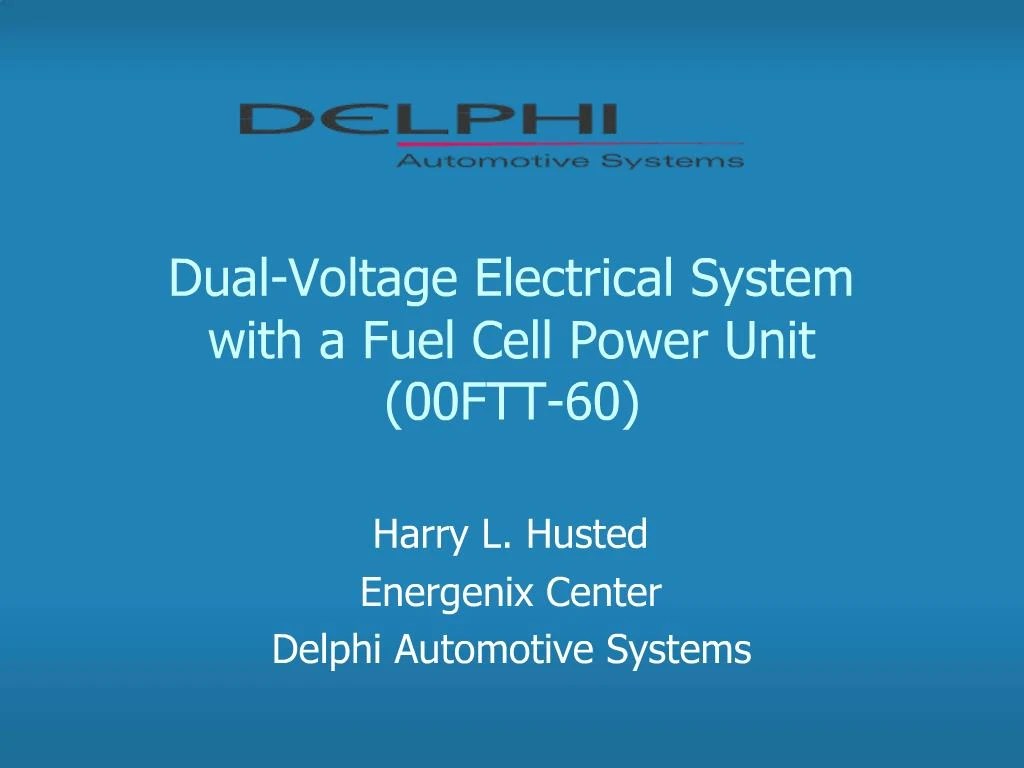 PPT DualVoltage Electrical System with a Fuel Cell Power Unit 00FTT