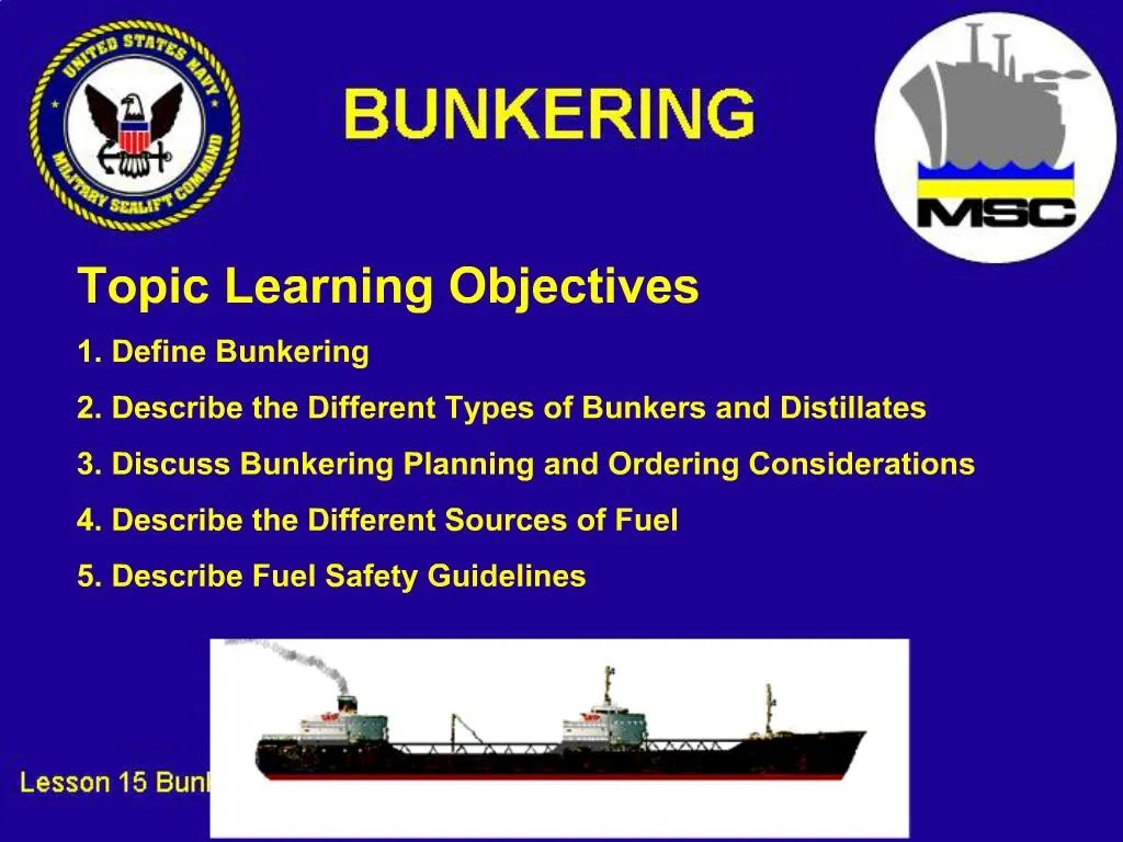 PPT Topic Learning Objectives 1. Define Bunkering 2. Describe the