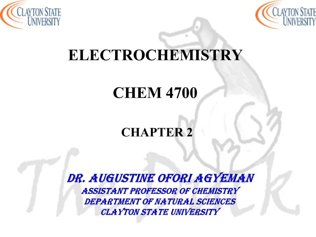 PPT ELECTROCHEMISTRY CHEM 4700 CHAPTER 2 PowerPoint Presentation