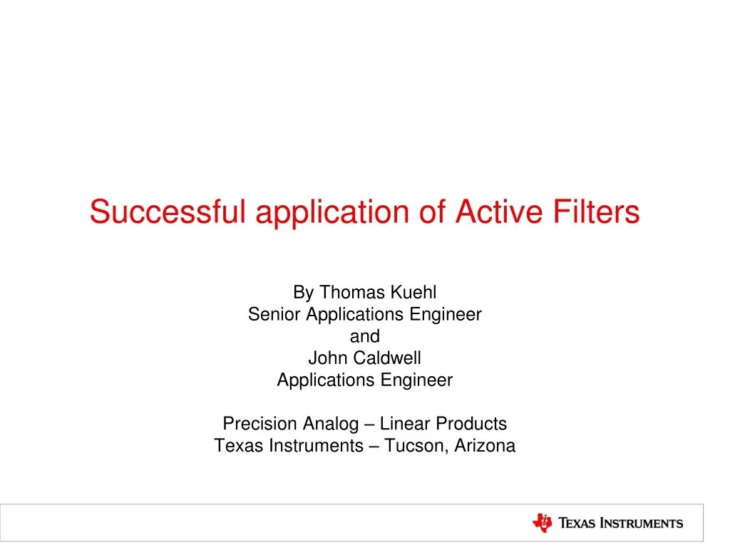 PPT Successful application of Active Filters PowerPoint Presentation