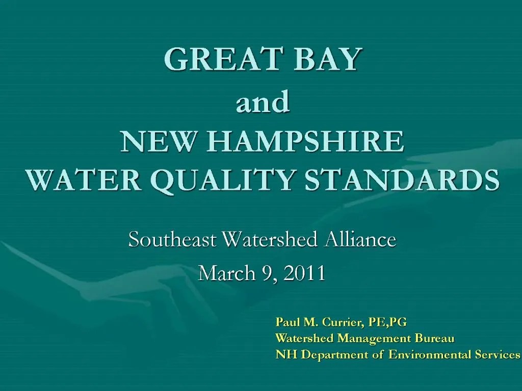 PPT GREAT BAY and NEW HAMPSHIRE WATER QUALITY STANDARDS PowerPoint