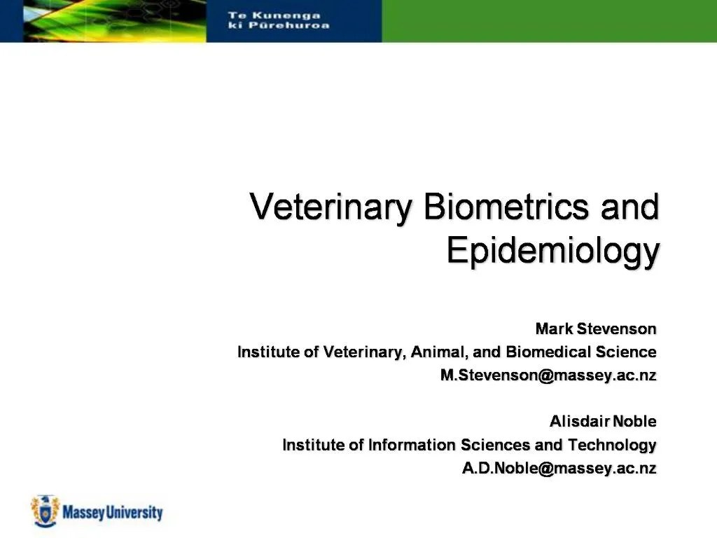 PPT Veterinary Biometrics and Epidemiology PowerPoint Presentation