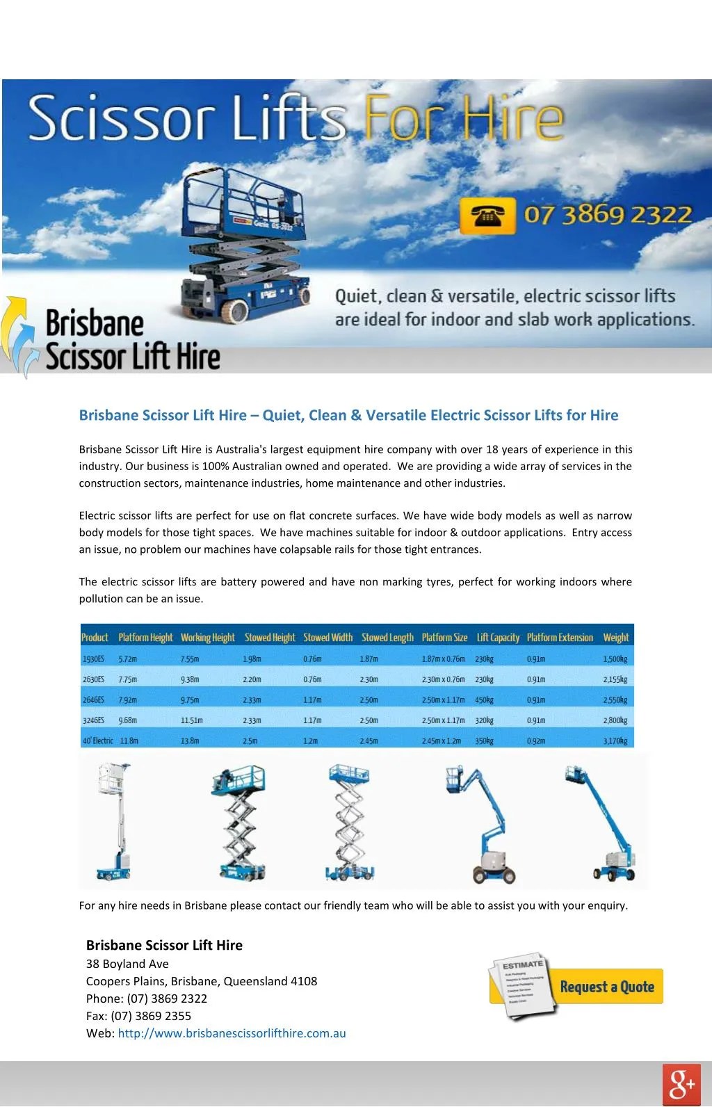 PPT Brisbane Scissor Lift Hire Quiet, Clean & Versatile Electric