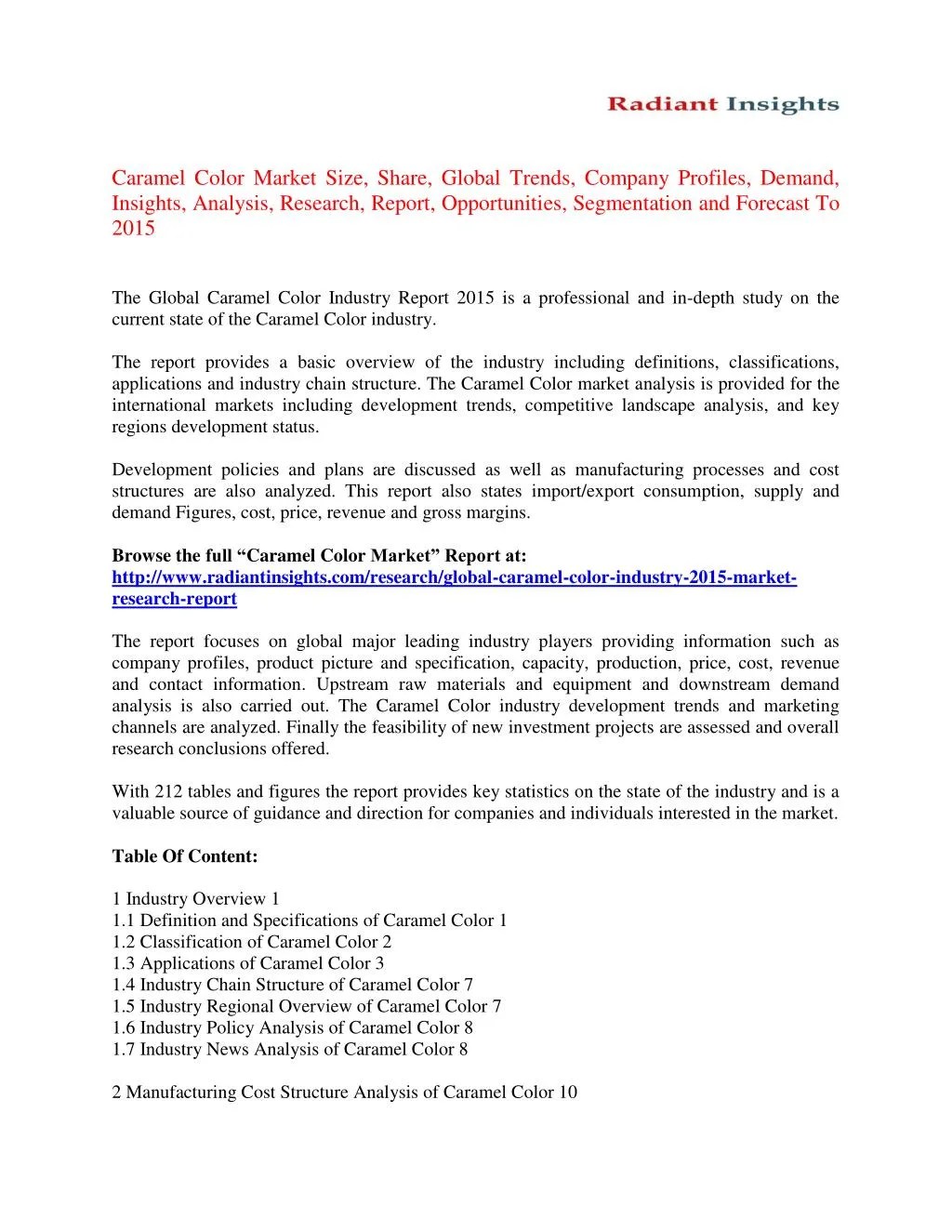 PPT Global Caramel Color Market Trends Analysis And Forecasts To 2015