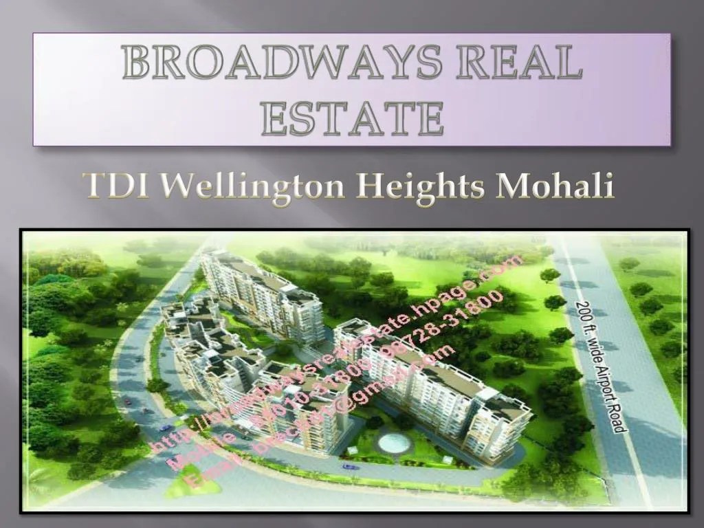 PPT TDI Wellington Heights Mohali, TDI 3BHK Flats in Sector 117