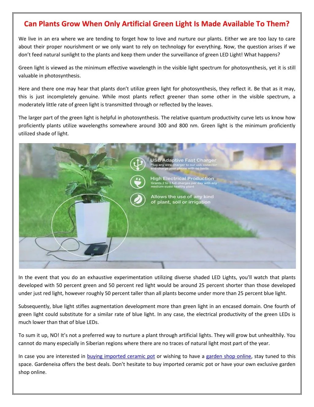 PPT Can Plants Grow When Only Artificial Green Light Is Made