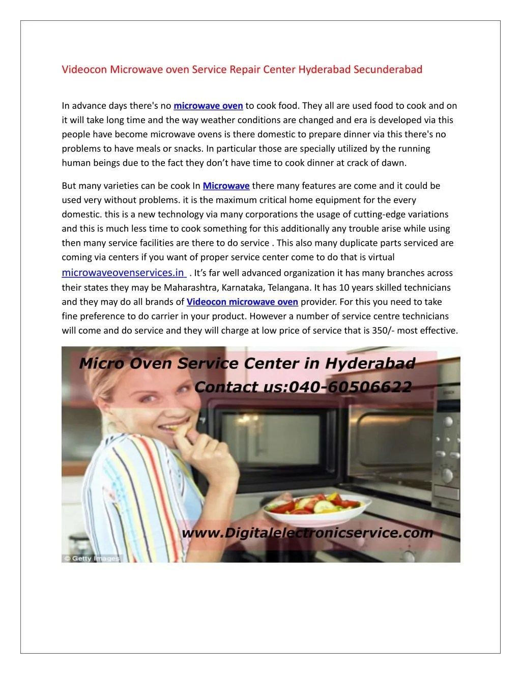 PPT Videocon Microwave oven Service Repair Center Hyderabad