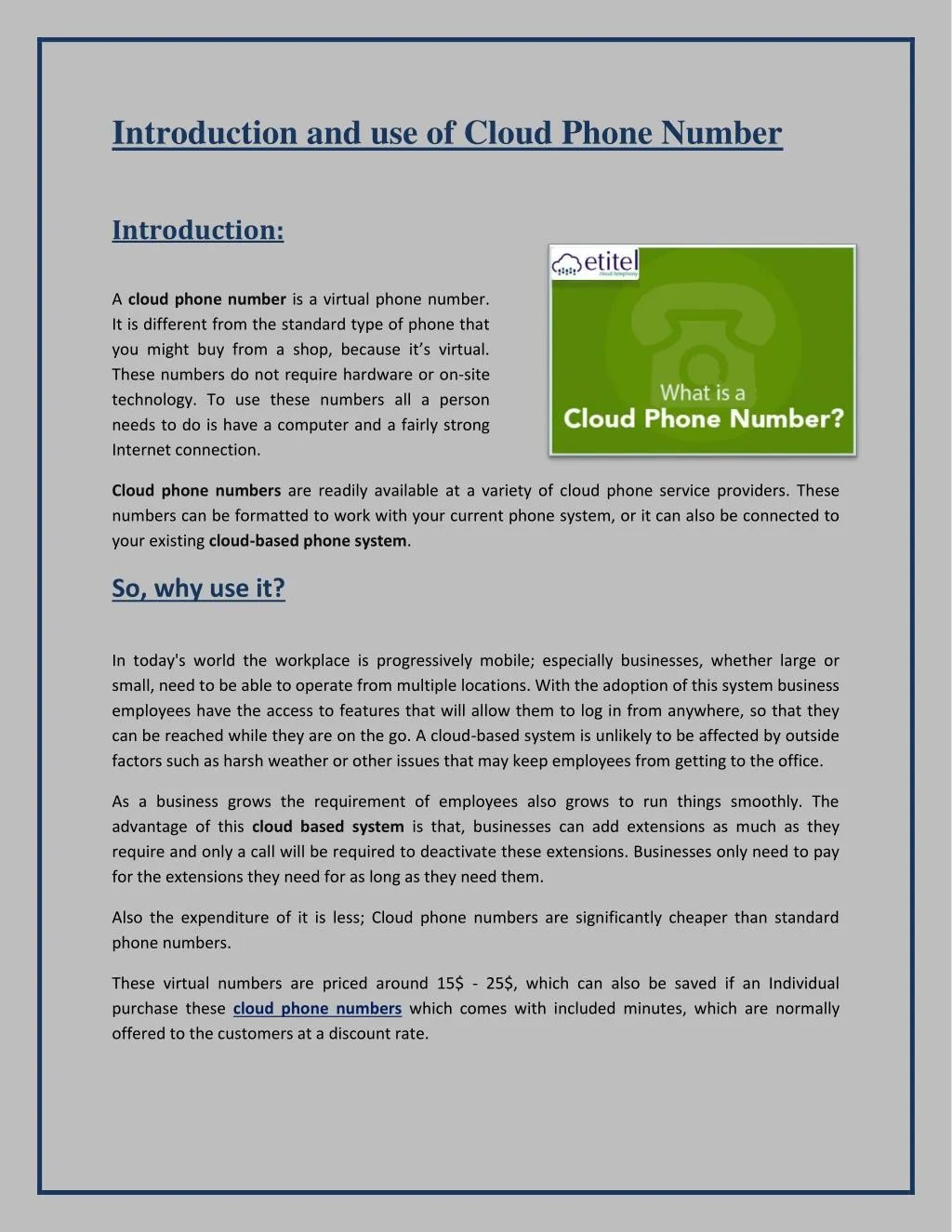 PPT Introduction and use of Cloud Phone Number PowerPoint