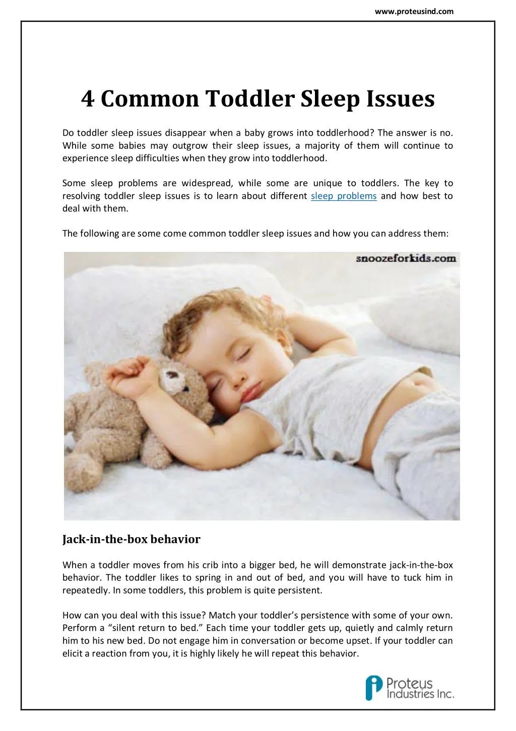 PPT 4 Common Toddler Sleep Issues PowerPoint