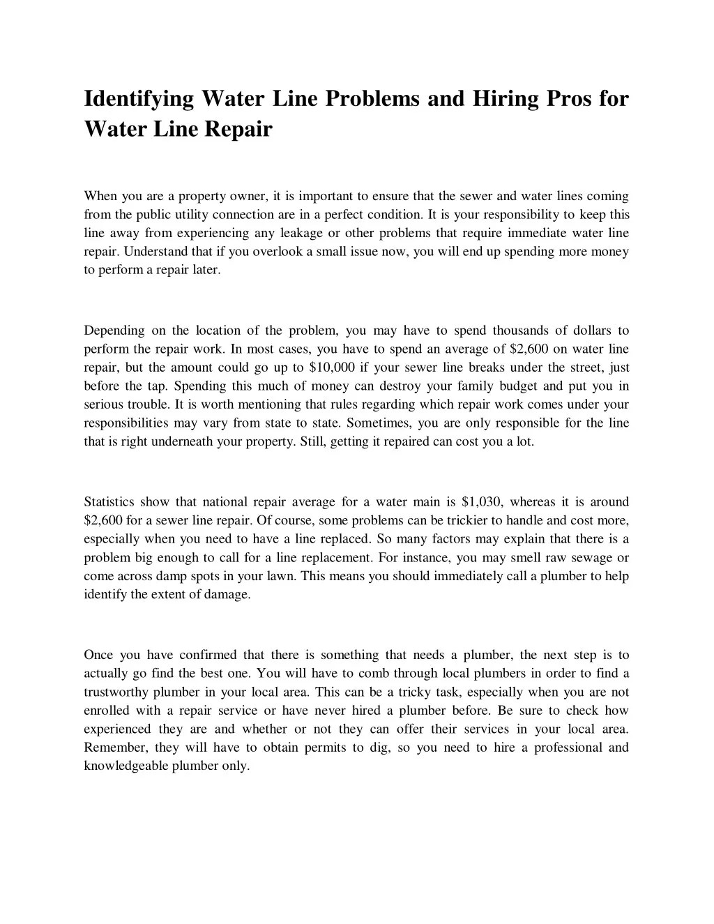 PPT Identifying Water Line Problems and Hiring Pros for Water Line