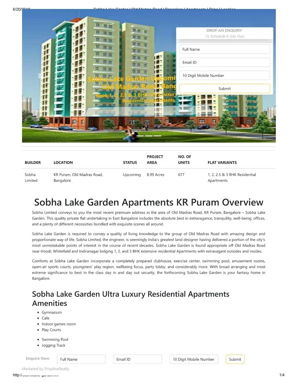 PPT Sobha Lake Garden KR Puram Old madras Road Apartments Reviews PowerPoint Presentation