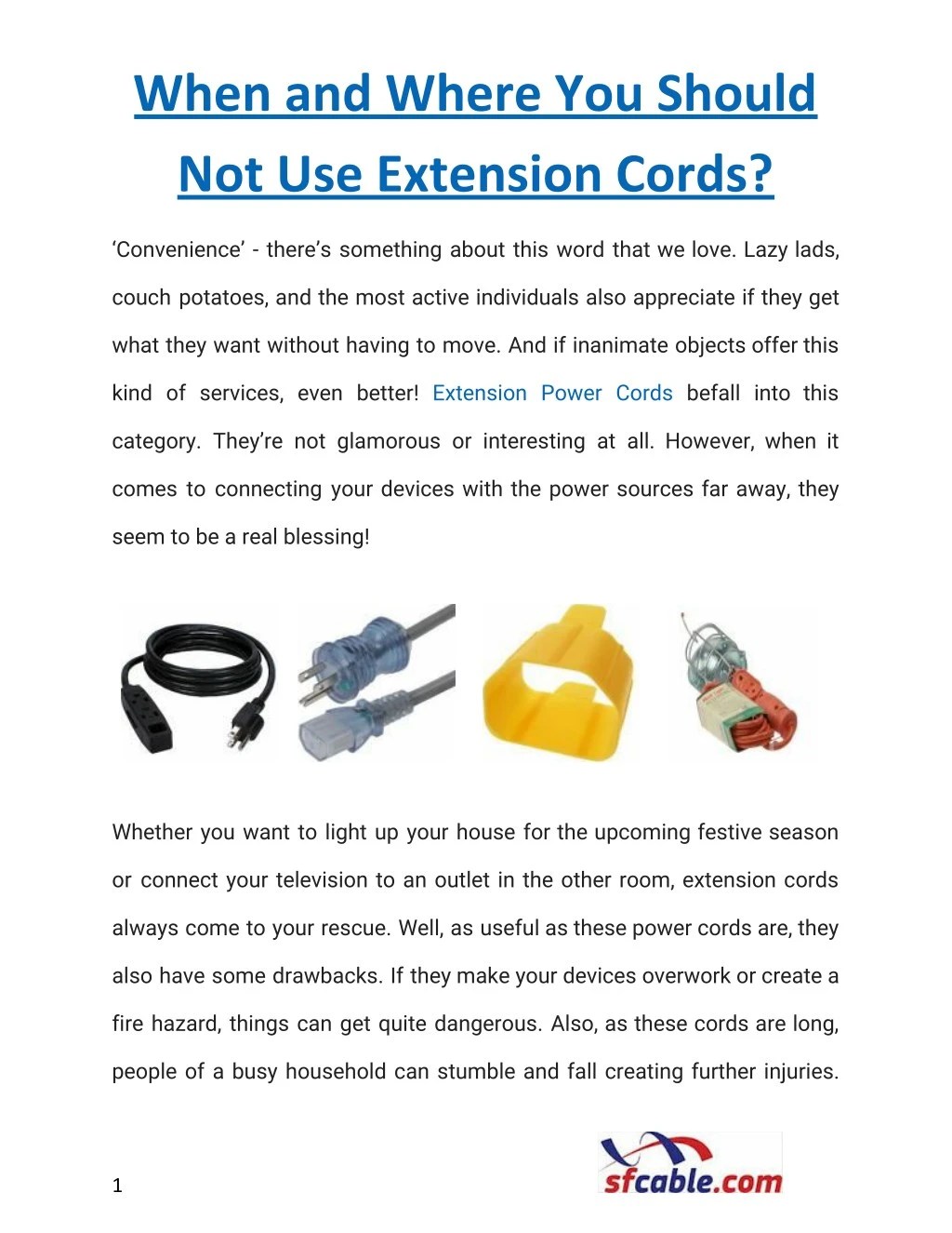 PPT When and Where You Should Not Use Extension Cords? PowerPoint