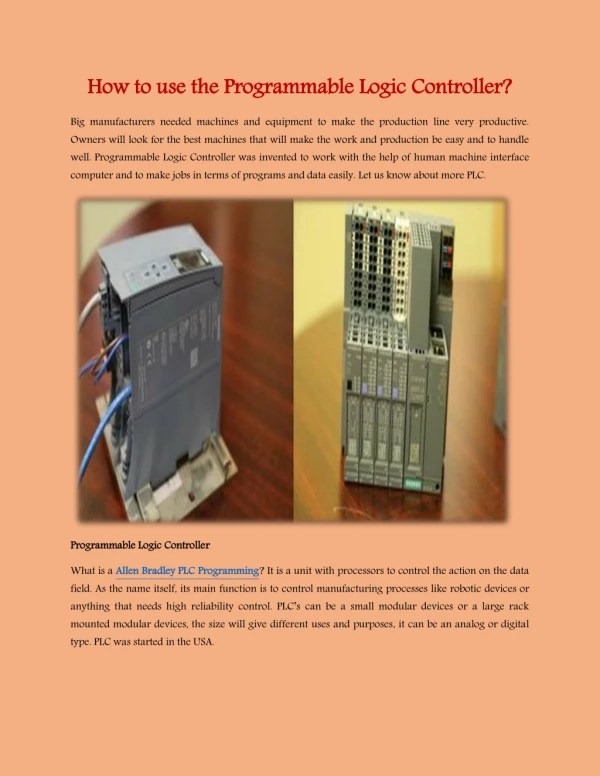PPT Introduction to Programmable Logic Controller(PLC) PowerPoint
