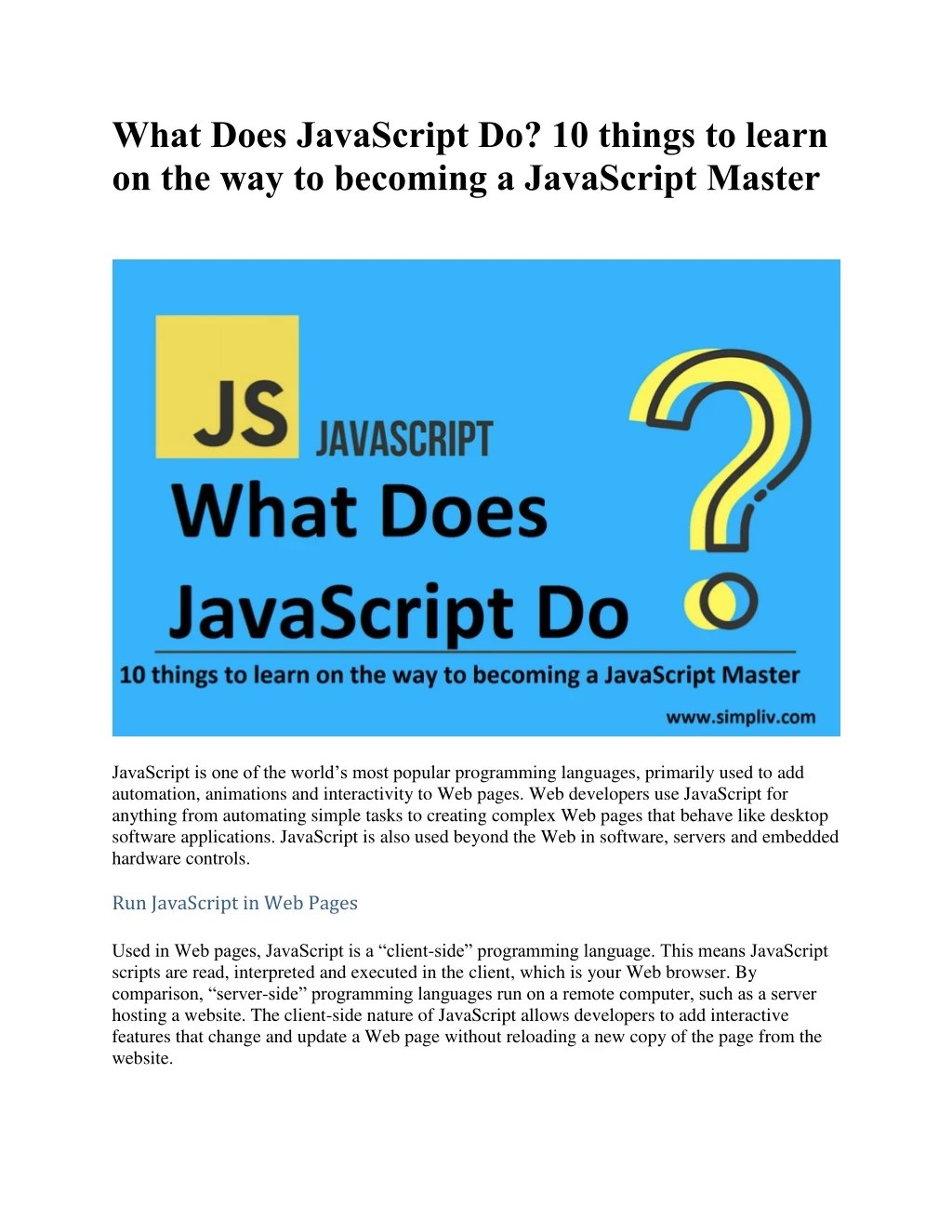PPT What Does JavaScript Do? 10 things to learn on the way to