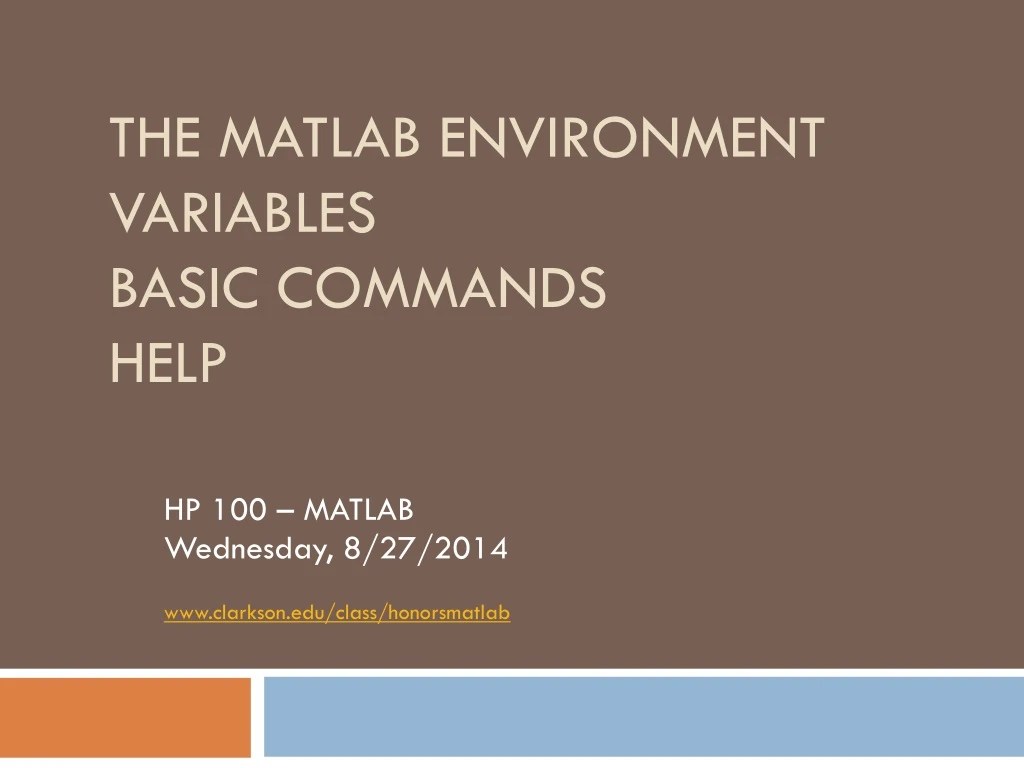 PPT The MATLAB Environment Variables Basic Commands Help PowerPoint