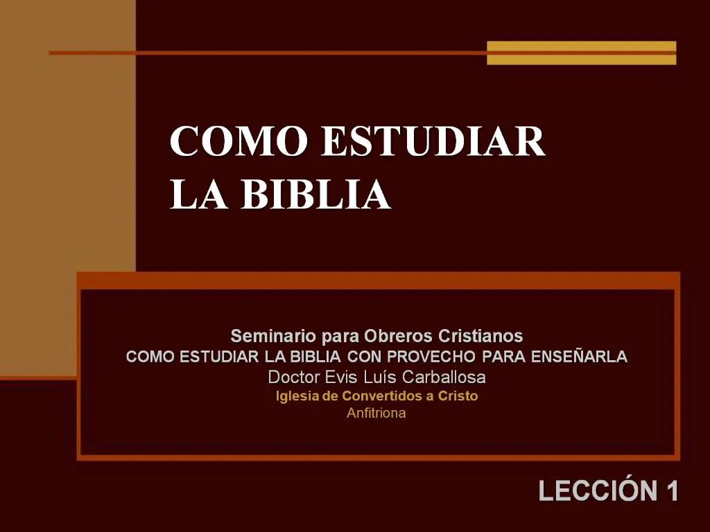 PPT COMO ESTUDIAR LA BIBLIA PowerPoint Presentation, free download