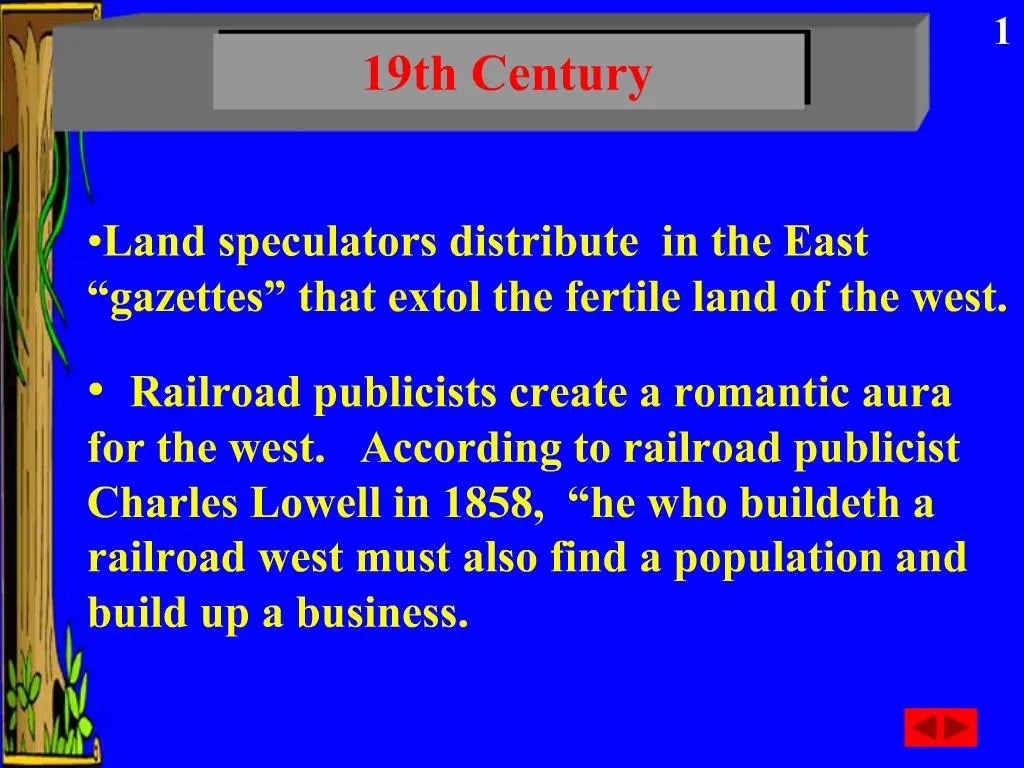 PPT Land speculators distribute in the East gazettes that extol the