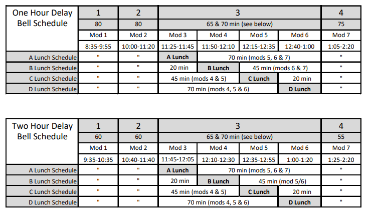 { Towson Calendar 2023 { Bell Schedules - Towson High