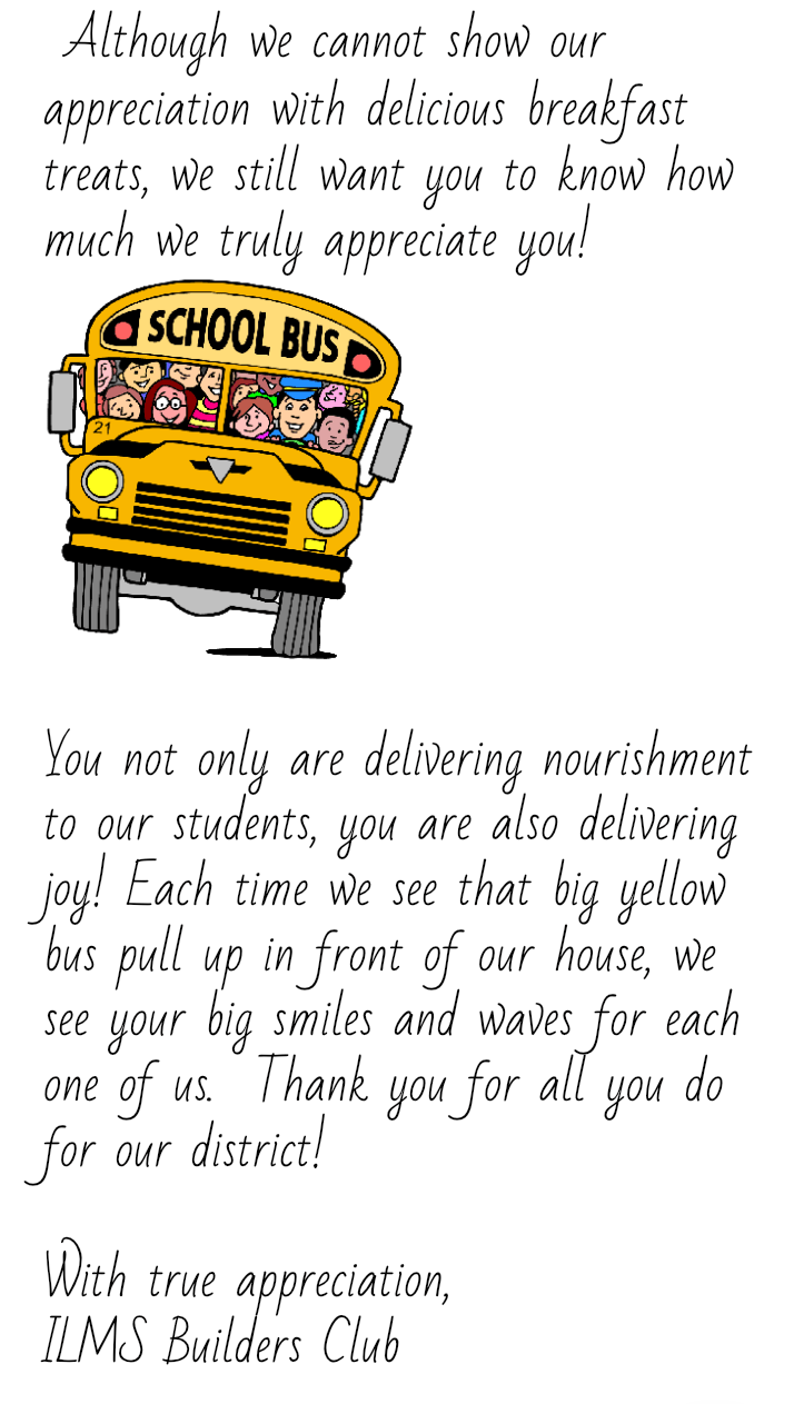 Bus Driver Appreciation 2020 Indian Lake Schools