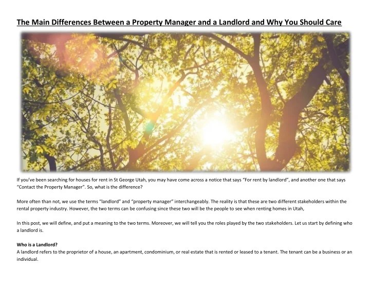 PPT The Main Differences Between a Property Manager and a Landlord
