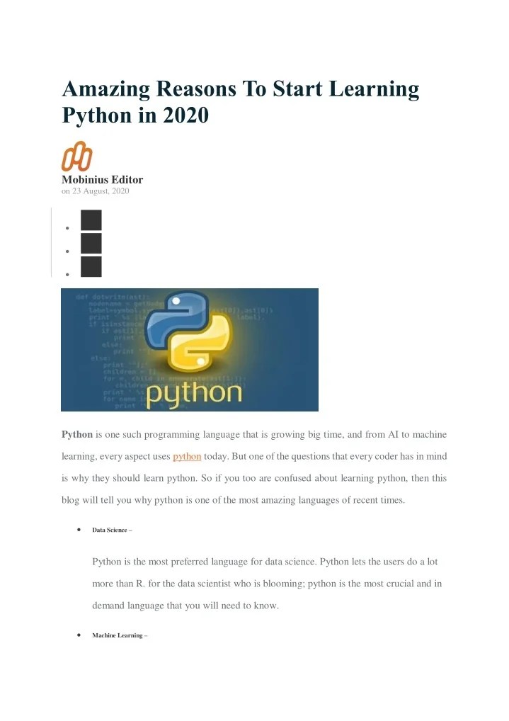 PPT Amazing Reasons To Start Learning Python in 2020 PowerPoint