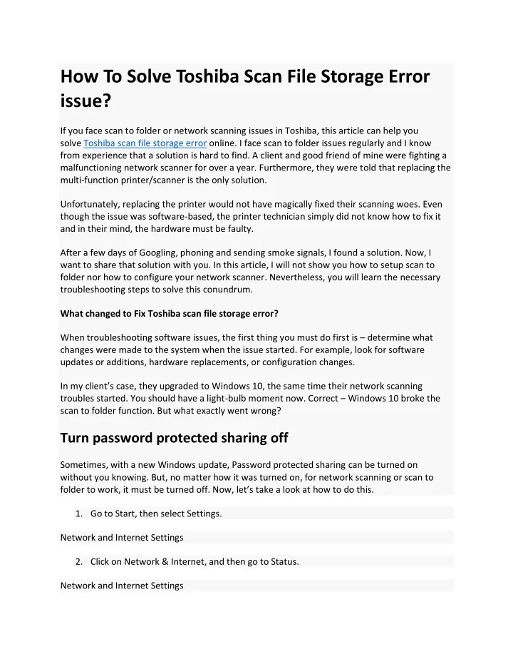 PPT Toshiba scan file storage error issue PowerPoint Presentation