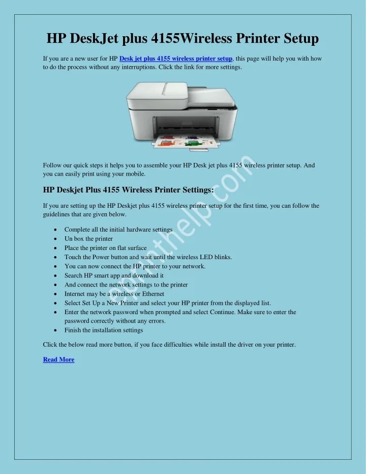 PPT - HP DeskJet 4155 Wireless Printer Settings PowerPoint Presentation