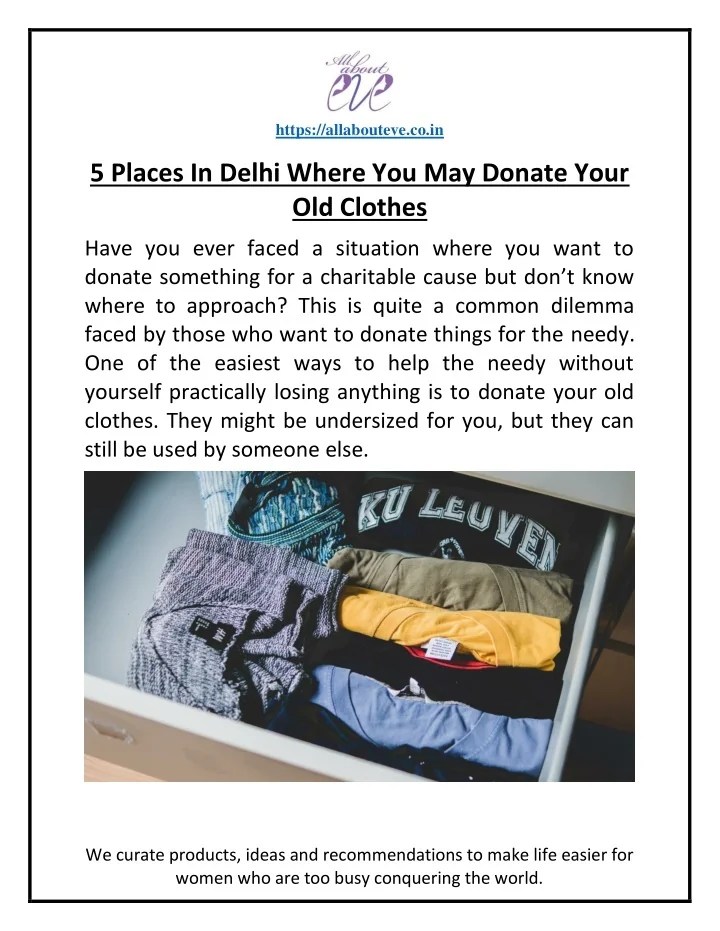 PPT 5 Places In Delhi Where You May Donate Your Old Clothes