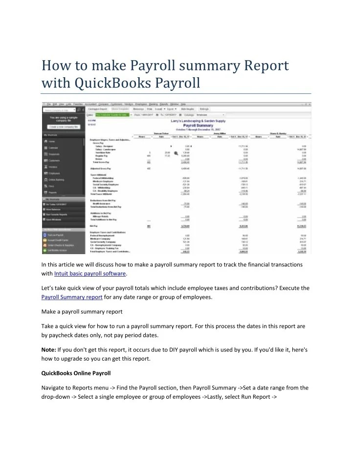 PPT How to make Payroll summary Report with QuickBooks Payroll
